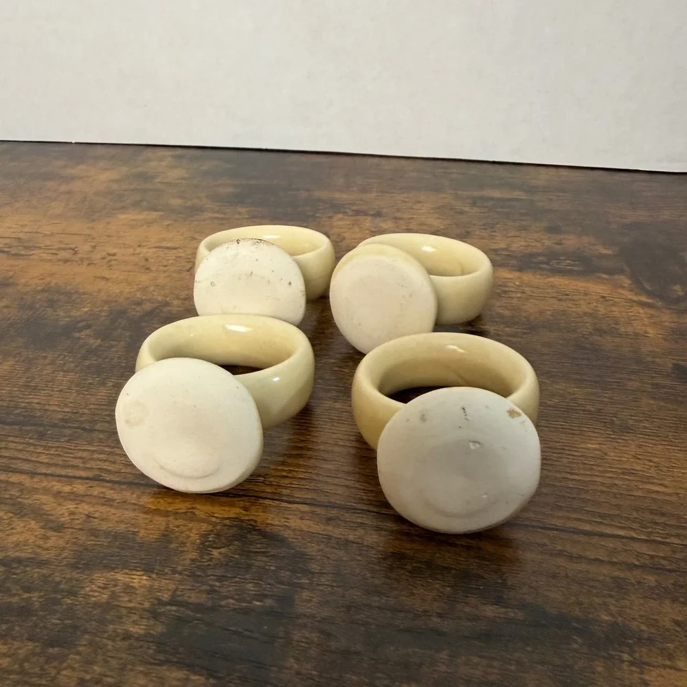 Pfaltzgraff Napkin Rings Tan Hearts Set of 4 Ceramic Village‎ Country Farmhouse